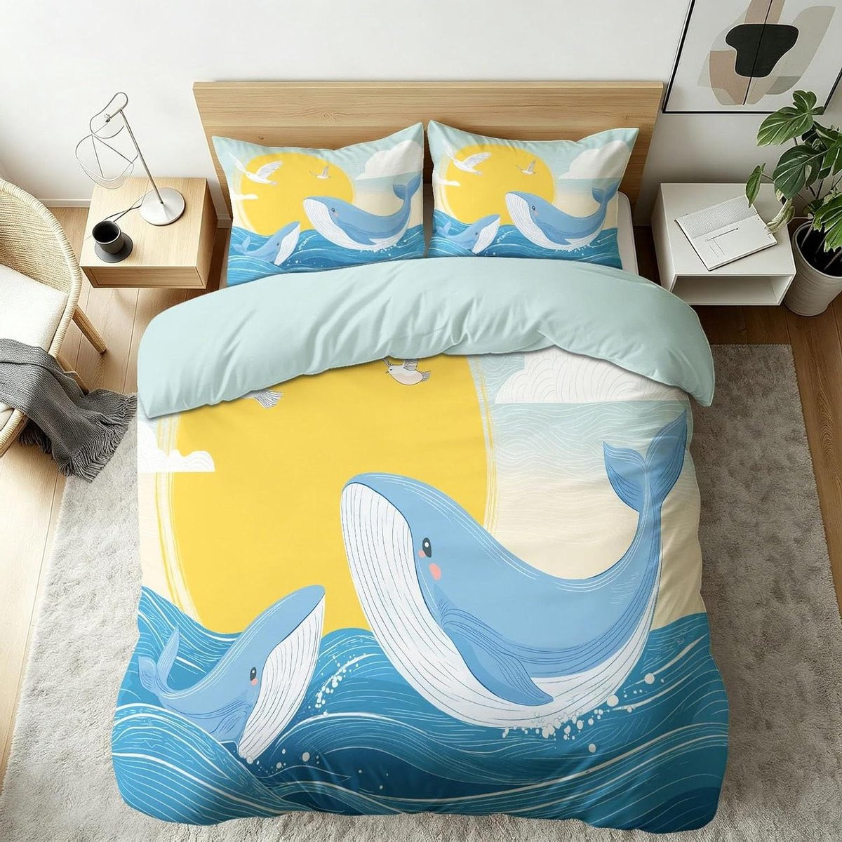 Dekbedovertrekset Walvis - Blauw - 240 x 220 cm