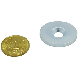 44 Metallscheibe mit Bohrung und Senkung 34,5 mm, Stahl, silber