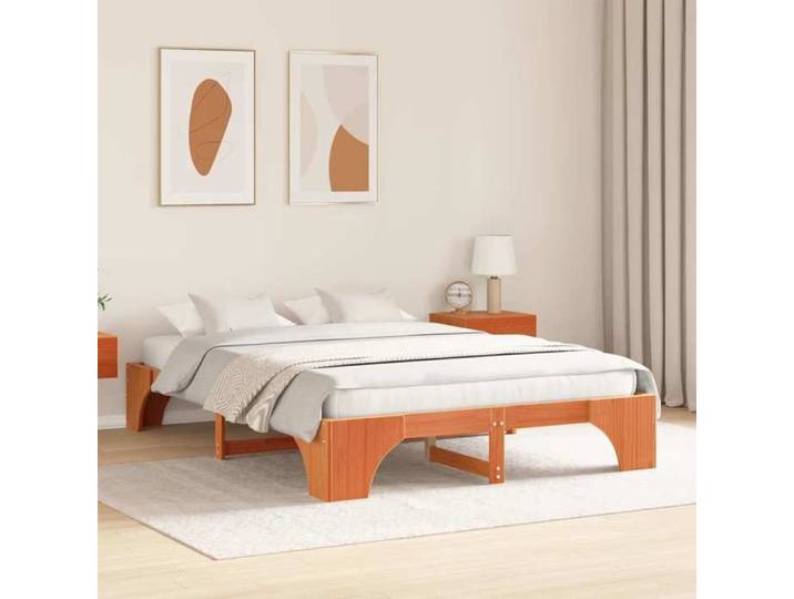 Marron Lit 2 Personnes：140x200 cm - Cadre robust - Pour sommeil - Cadre de lit - Brun cire 140x200 cm - pin massif 7108613364