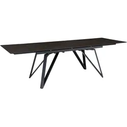 KADIMA DESIGN Esszimmertisch 180 - 260 cm Ausziehbar Keramik Glas Schwarz, Keramiktisch Groß, Designer Küchentisch Rechteckig, Esstisch Extravagant mit