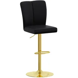 MODFU Barhocker 2er-Set aus Metall und PU-Leder in Schwarz-Gold, höhenverstellbar, 360° drehbar