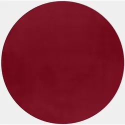Teppich Flur Einfarbig Pflegeleicht Waschbar Strapazierfähig Wohnzimmer Schlafzimmer Rund Rot 120x120 cm – NECKAR von Kadima Design