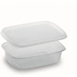VEPATIM 250x Rechteckbecher klar 125 ml mit Deckel PP tiefkühl- microwellengeeignet