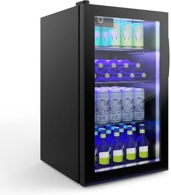 Costway 120 Can Beverage Mini Refrigerator with Glass Door