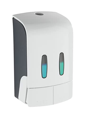 WENKO Tartas Wanddispenser voor Desinfectie en Zeep, 2x480 ml, Wit, B/D/H: 14,5 x 24 x 9 cm