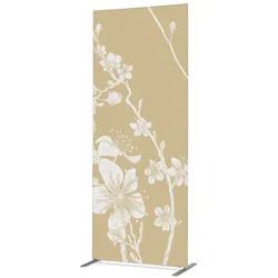 SHOWDOWN Displays Showdown Textil Raumteiler Deko - 100-200 Abstrakte Japanische Kirschblüte Beige - Schwarzer Rahmen