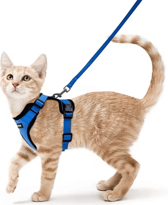 Inspire Curations ATUBAN EscapeGuard Reflective Cat Harness & Leash Set blue s