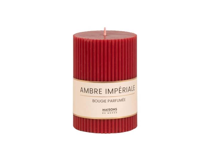 Geriffelte Duftkerze, rot, H10cm