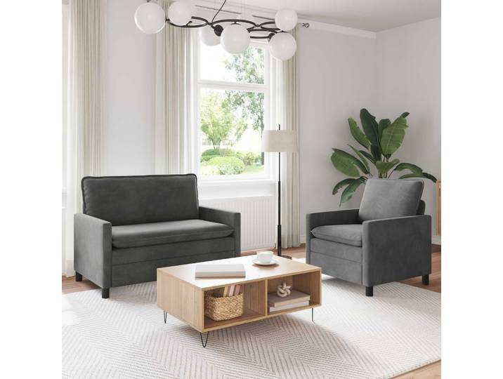 vidaXL Sofa Set 2 stk. Dunkelgrau Samt