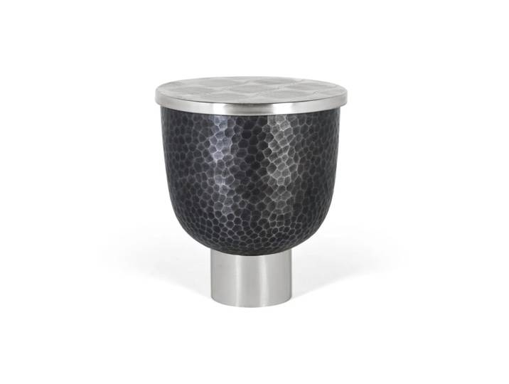 Table basse ronde avec plateau en aluminium