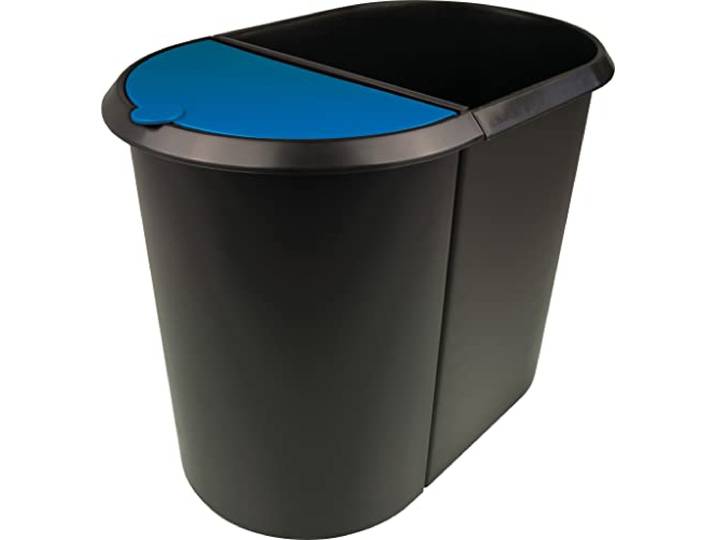 helit H6103993 - Prullenbak „the double“ zwart/blauw 29 liter