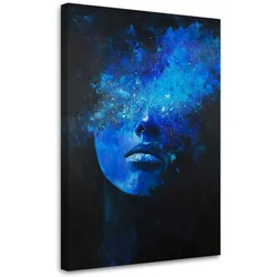 WANDBILD blaue abstraktion des frauengesichts