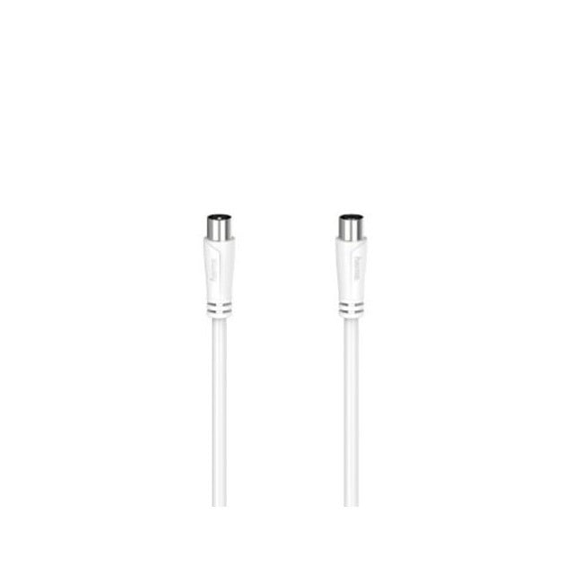 Hama Antennekabel met coax-stekker en coax-koppeling, 10,0 m, 90 dB, Wit