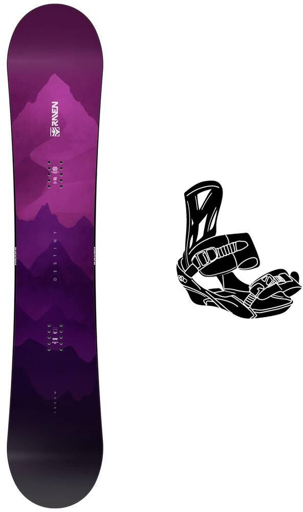 Raven  - Pack Planche Snowboard Destiny - 139 + Queen - Planche Snowboard