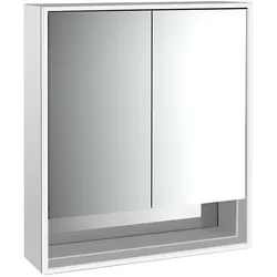 emco loft Lichtspiegelschrank mit Unterfach, 600mm, Aufputzmodell, aluminium/weiß, 979806204, Ausführung: 2 Türen