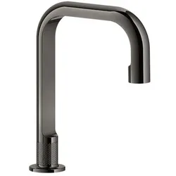 Gessi Inciso-, Berührungsloser, elektronisch gesteuerter Waschtisch-Auslauf, integrierter Sensor am Perlator, Ausladung 164mm, 58023706, Farbe: Metall Schwarz PVD