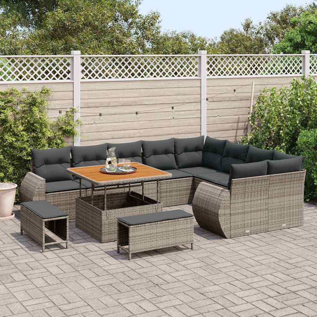 vidaXL Ensemble de canapé de jardin 12 pc 12 place Gris