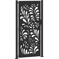 vidaXL Gartentor Schwarz 105x205 cm Stahl Wellen-Design