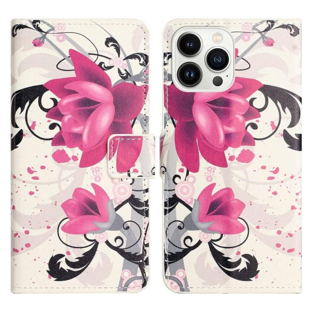 Cover-Discount iPhone 14 Pro Max - Leder Etui Hülle Lotus Blüte (Apple iPhone 14 Pro Max) (660107414F)