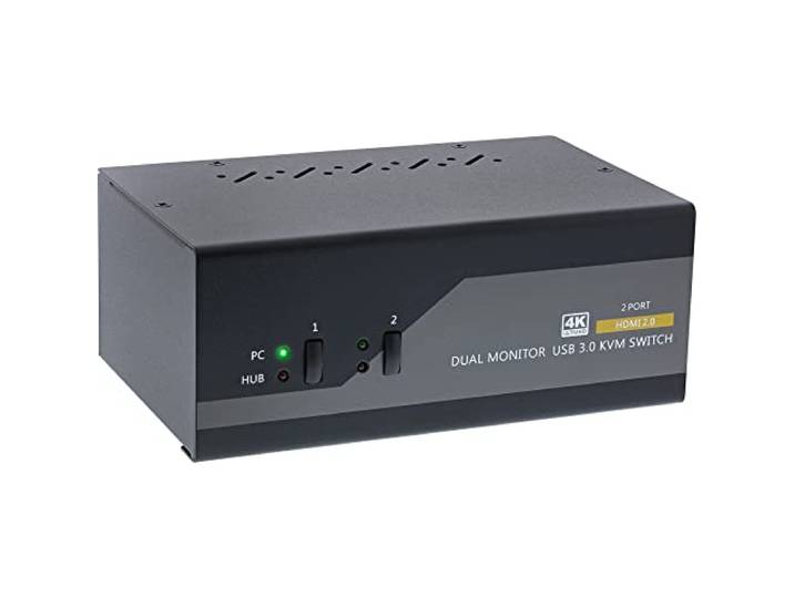 InLine 62652I KVM Desktop Switch, 2-voudig, Dual Monitor, HDMI, 4K, USB 3.0, Audio