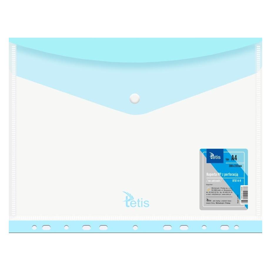 Tetis A4 PP-Umschlag mit perforiertem Verschluss. blau (6 Stück) (58220415)