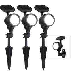 3er Set LED Außen Steck Leuchten Solar Lampen beweglich Spot Strahler Wandbefestigung schwarz