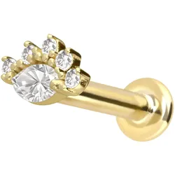 14 Karat Gold Labret mit Innengewinde MOISSANITE-AUGE