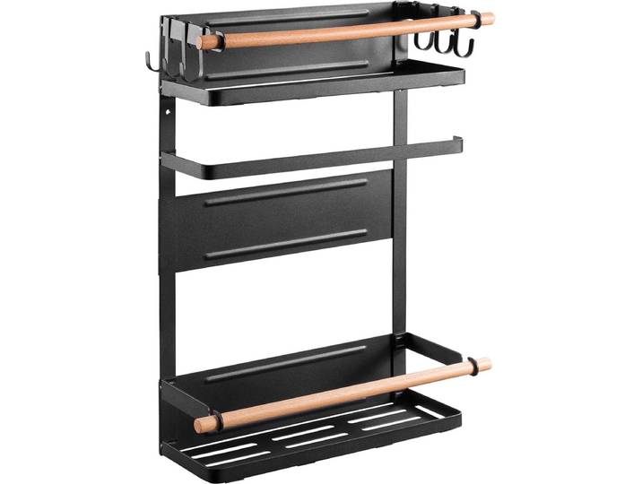 Maclean - Magnetische plank keuken organisator voor koelkast - Zwart