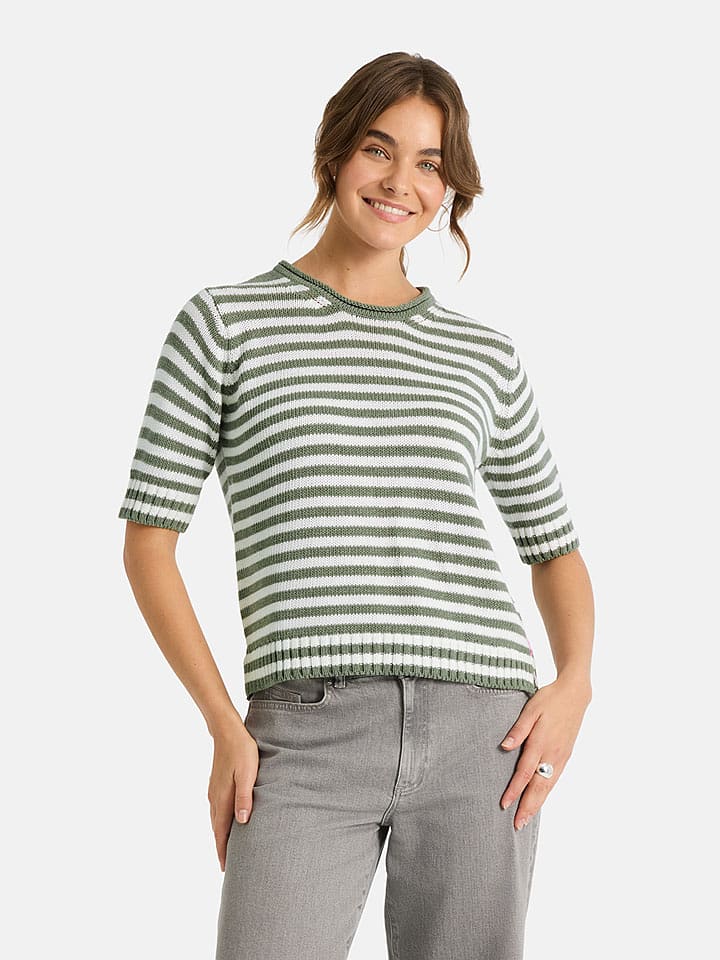 LIEBLINGSSTÜCK Pullover "Amina" in Khaki/ Weiß - 34