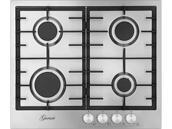 GURARI Gas-Kochfeld 60 cm, Edelstahl 4,0 KW WOK, 4 Gasbrenner,Autark, Einbaukochfeld aus Edelstahl GCH FB 604+WOK Adaper