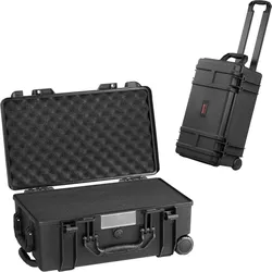 VEVOR wetterfester Hartschalenkoffer Trockenboxen mit vorgeschnittenem Schaumstoff, Rollen und einziehbaren Griffen für Reisen, IP67 wasserdichtes Gehäuse für Kameras Schwarz (55 x 34 x 24 cm)