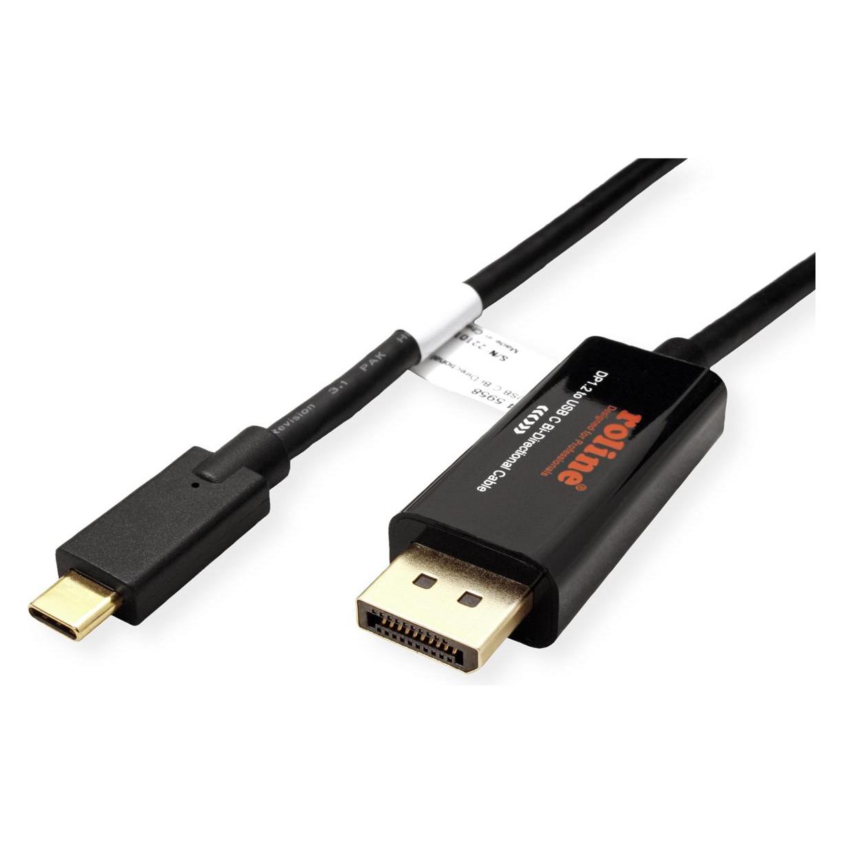 Roline USB Typ C - DisplayPort, v1.2, bidirektionales Adapterkabel, ST/ST (DisplayPort) (11.04.5958)
