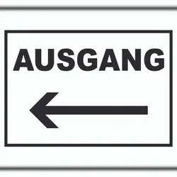 HB-Druck Ausgang Pfeil links Schild A6 (105x148mm)