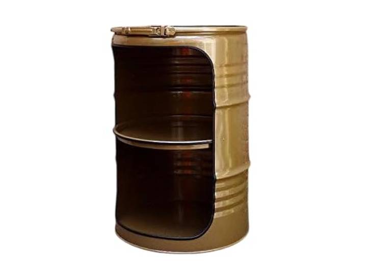 Srm - Design Fassregal Fassmöbel Regalfass Design Regal Ölfass Möbel 210 Liter Volumen Farbe Gold inkl. 2 Lampenfassungen für E27 Leuchtmittel