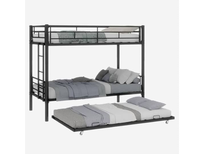I0I&I0I Twin Over Twin Etagenbett aus Metall Hochbelastbares Doppelstockbett， Robustes Stahl Etagenbett für Kinder und Erwachsene mit Hoher Stabilität (Schwarz)