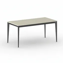 Bürotisch PRIMO ACTION 160x80 cm, schwarzes Metallgestell, Eiche natur