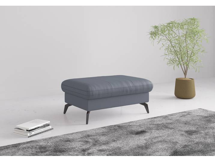 Polsterhocker SIT & MORE Morris Jubi , bunt (graublau), B:103cm H:44cm T:69cm, Hocker, Polsterhocker, in Echtleder