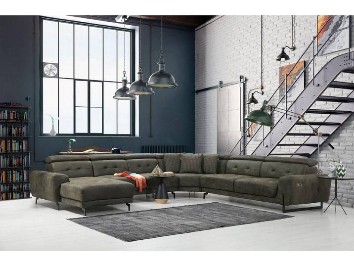 JVmoebel Wohnlandschaft Modulares U-Form Sofa in Grau mit Bluetooth-Funktion, Made in Europa