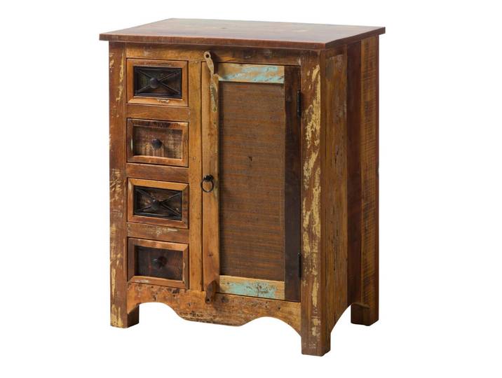 Kommode Altholz 70x40x85 mehrfarbig lackiert NATURE OF SPIRIT #127