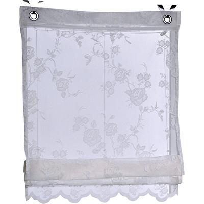 Raffrollo KUTTI "Florence" Gr. 4, beige (creme), B:100cm H:130cm, Wirkware, Obermaterial: 100% Polyester, Raffrollos, transparent, creme, Spitze, Stickerei, Volant, mit Fensterhaken