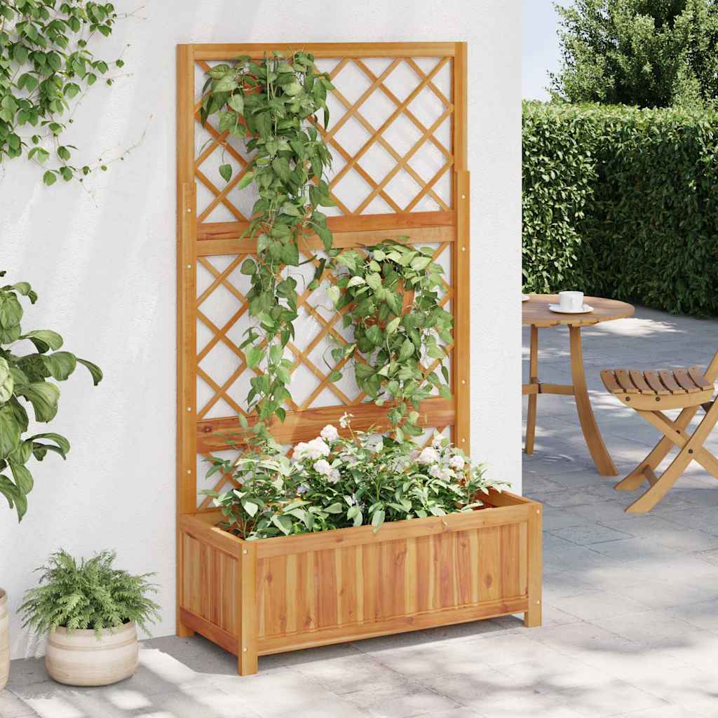 vidaXL Arriate con enrejado madera maciza de acacia 85x38x150 cm Marrón