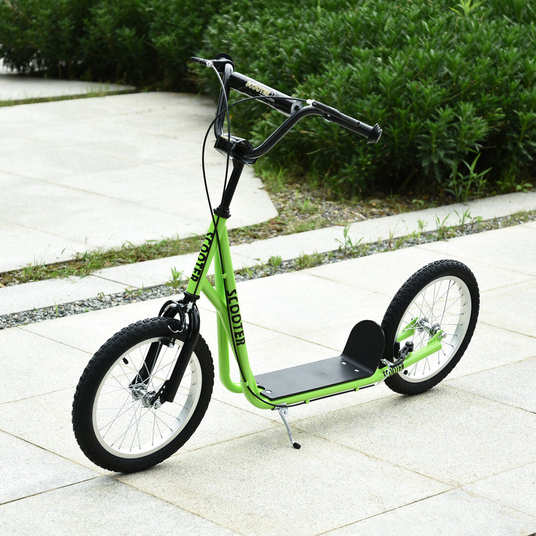 Freeport Park HOMCOM Kids Kick Scooter w/ Adjustable Handlebar Inflatable Wheels Green 100" H x 143" W x 143" L