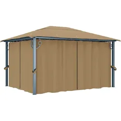 vidaXL Pavillon mit Vorhang 400x300 cm Taupe Aluminium