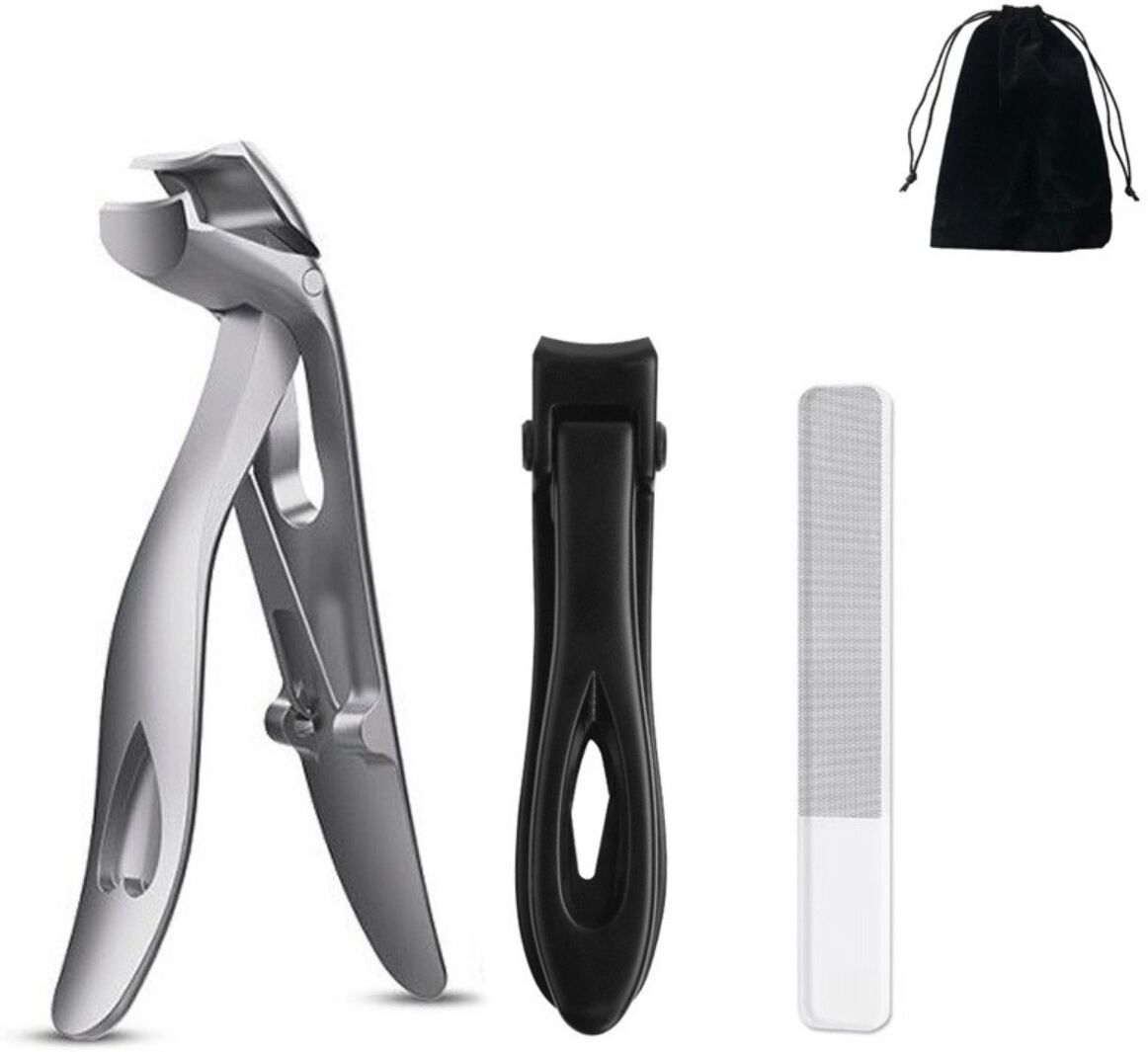 INF Schlangenförmiges, gewinkeltes Nagelknipser-Set – ergonomisches Edelstahl-Set mit Glasnagelfeile