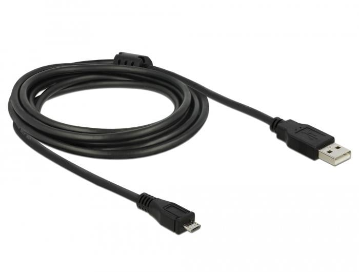 DeLOCK USB 2.0 Kabel 3m USB-A zu microUSB-B St./St. schwarz