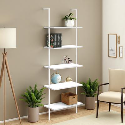 ZWYO HOSIMU 72in Laminate+Metal 5-Tier Ladder Etagere Bookshelf, Display Rack with Open Shelves & Sturdy Frame for Home/Office