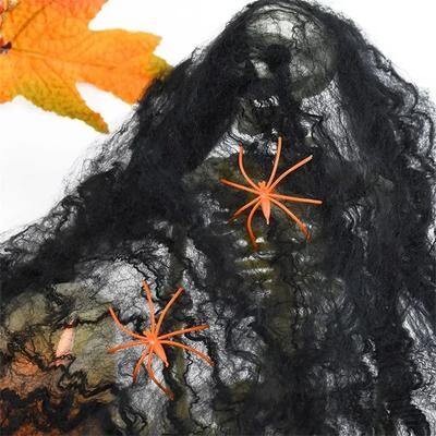 Uplift Essentials Stretchable Halloween Spider Web Decor black