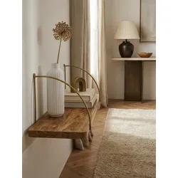 Wandregal Massivholz Metall Kleines Industrial, Mango 60x22x25 cm