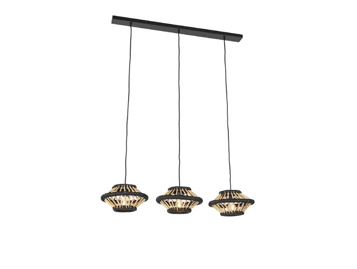 Suspension orientale en bambou avec abat-jour oblong noir 3