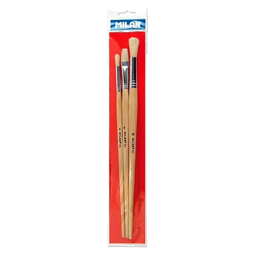 Milan Blister pack of 3 flat paintbrushes for oil painting series 512 no 6 and 10 and 522 n° 8 (49366999)